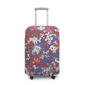 Чехол для чемодана 3D с принтом Бело-сине-красный камуфляж в Екатеринбурге, 86% полиэфир, 14% спандекс | двустороннее нанесение принта, прорези для ручек и колес | белый | красный | милитари | паттрен | россия | синий | текстура | триколор | флаг