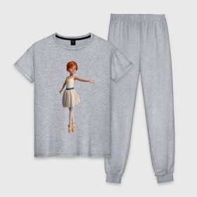Женская пижама хлопок с принтом Балерина в Екатеринбурге, 100% хлопок | брюки и футболка прямого кроя, без карманов, на брюках мягкая резинка на поясе и по низу штанин | балерина | виктор | камилла | одетта | опера | фелис