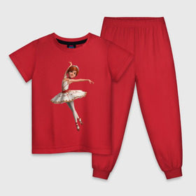 Детская пижама хлопок с принтом Балерина в Екатеринбурге, 100% хлопок |  брюки и футболка прямого кроя, без карманов, на брюках мягкая резинка на поясе и по низу штанин
 | Тематика изображения на принте: балерина | виктор | камилла | одетта | опера | фелис