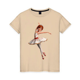 Женская футболка хлопок с принтом Балерина в Екатеринбурге, 100% хлопок | прямой крой, круглый вырез горловины, длина до линии бедер, слегка спущенное плечо | балерина | виктор | камилла | одетта | опера | фелис