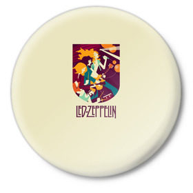 Значок с принтом Led Zeppelin Art в Екатеринбурге,  металл | круглая форма, металлическая застежка в виде булавки | Тематика изображения на принте: poster