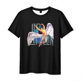 Мужская футболка 3D с принтом Led Zeppelin Angel в Екатеринбурге, 100% полиэфир | прямой крой, круглый вырез горловины, длина до линии бедер | рок