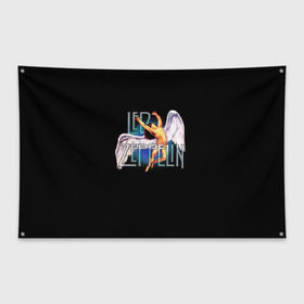 Флаг-баннер с принтом Led Zeppelin Angel в Екатеринбурге, 100% полиэстер | размер 67 х 109 см, плотность ткани — 95 г/м2; по краям флага есть четыре люверса для крепления | рок