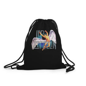 Рюкзак-мешок 3D с принтом Led Zeppelin Angel в Екатеринбурге, 100% полиэстер | плотность ткани — 200 г/м2, размер — 35 х 45 см; лямки — толстые шнурки, застежка на шнуровке, без карманов и подкладки | рок