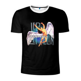 Мужская футболка 3D спортивная с принтом Led Zeppelin Angel в Екатеринбурге, 100% полиэстер с улучшенными характеристиками | приталенный силуэт, круглая горловина, широкие плечи, сужается к линии бедра | Тематика изображения на принте: рок