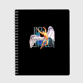 Тетрадь с принтом Led Zeppelin Angel в Екатеринбурге, 100% бумага | 48 листов, плотность листов — 60 г/м2, плотность картонной обложки — 250 г/м2. Листы скреплены сбоку удобной пружинной спиралью. Уголки страниц и обложки скругленные. Цвет линий — светло-серый
 | рок