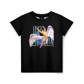 Детская футболка 3D с принтом Led Zeppelin Angel в Екатеринбурге, 100% гипоаллергенный полиэфир | прямой крой, круглый вырез горловины, длина до линии бедер, чуть спущенное плечо, ткань немного тянется | Тематика изображения на принте: рок