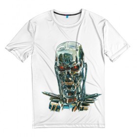 Мужская футболка 3D с принтом Терминатор в Екатеринбурге, 100% полиэфир | прямой крой, круглый вырез горловины, длина до линии бедер | Тематика изображения на принте: арт | минимализм | мода | стиль