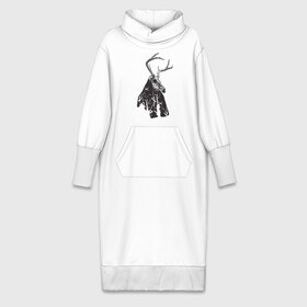Платье удлиненное хлопок с принтом Адепт в Екатеринбурге,  |  | готический | животное | лес | мистика | мрачное | ночь | олень | рога | страшное | череп