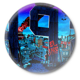 Значок с принтом El Barto в Екатеринбурге,  металл | круглая форма, металлическая застежка в виде булавки | Тематика изображения на принте: bart | simpsons | барт | симпсоны