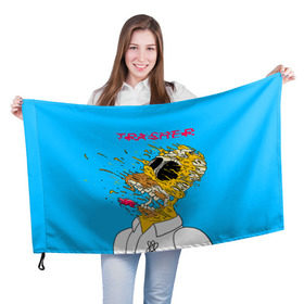 Флаг 3D с принтом TRASHER в Екатеринбурге, 100% полиэстер | плотность ткани — 95 г/м2, размер — 67 х 109 см. Принт наносится с одной стороны | homer | simpsons | гомер | симпсон | симпсоны