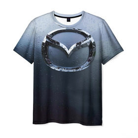 Мужская футболка 3D с принтом Мазда Дождь в Екатеринбурге, 100% полиэфир | прямой крой, круглый вырез горловины, длина до линии бедер | mazda | мазда