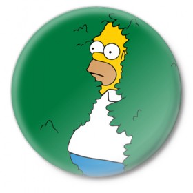Значок с принтом Гомер в Екатеринбурге,  металл | круглая форма, металлическая застежка в виде булавки | simpsons | гомер | симпсоны