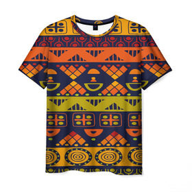 Мужская футболка 3D с принтом Африканские символы в Екатеринбурге, 100% полиэфир | прямой крой, круглый вырез горловины, длина до линии бедер | africa | pattern | африка | африканские мотивы | народы африки | национальная одежда | переплетение нитей | ткани | узор | этнический узор