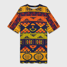 Платье-футболка 3D с принтом Африканские символы в Екатеринбурге,  |  | africa | pattern | африка | африканские мотивы | народы африки | национальная одежда | переплетение нитей | ткани | узор | этнический узор