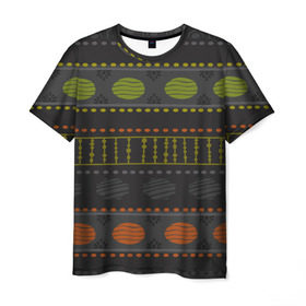 Мужская футболка 3D с принтом Стильный узор в Екатеринбурге, 100% полиэфир | прямой крой, круглый вырез горловины, длина до линии бедер | africa | pattern | африка | африканские мотивы | народы африки | национальная одежда | переплетение нитей | ткани | узор | этнический узор