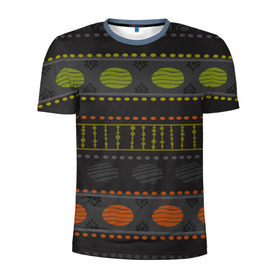 Мужская футболка 3D спортивная с принтом Стильный узор в Екатеринбурге, 100% полиэстер с улучшенными характеристиками | приталенный силуэт, круглая горловина, широкие плечи, сужается к линии бедра | Тематика изображения на принте: africa | pattern | африка | африканские мотивы | народы африки | национальная одежда | переплетение нитей | ткани | узор | этнический узор