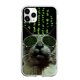 Чехол для iPhone 11 Pro матовый с принтом Кот в матрице в Екатеринбурге, Силикон |  | Тематика изображения на принте: кот | матрица | очки