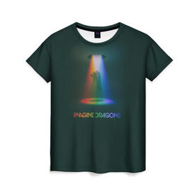 Женская футболка 3D с принтом Imagine Dragons Light в Екатеринбурге, 100% полиэфир ( синтетическое хлопкоподобное полотно) | прямой крой, круглый вырез горловины, длина до линии бедер | demons | evolve | mirrors | radioactive | драконы | космос | музыка | нло | ночь | поп | радуга | рок | свет