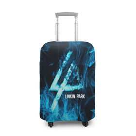 Чехол для чемодана 3D с принтом Linkin Park синий дым в Екатеринбурге, 86% полиэфир, 14% спандекс | двустороннее нанесение принта, прорези для ручек и колес | альтернативный рок | линкин парк