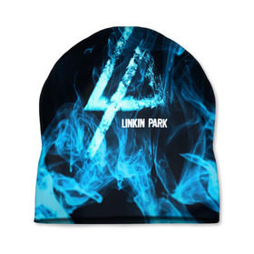 Шапка 3D с принтом Linkin Park синий дым в Екатеринбурге, 100% полиэстер | универсальный размер, печать по всей поверхности изделия | Тематика изображения на принте: альтернативный рок | линкин парк