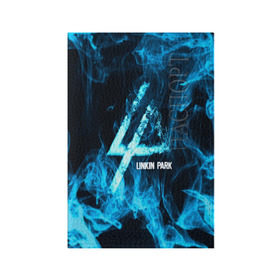 Обложка для паспорта матовая кожа с принтом Linkin Park синий дым в Екатеринбурге, натуральная матовая кожа | размер 19,3 х 13,7 см; прозрачные пластиковые крепления | Тематика изображения на принте: альтернативный рок | линкин парк