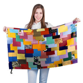 Флаг 3D с принтом Цветные лоскуты в Екатеринбурге, 100% полиэстер | плотность ткани — 95 г/м2, размер — 67 х 109 см. Принт наносится с одной стороны | color | spray | капли красок | лоскуты | одежда | радуга | разноцветные | цветные