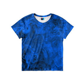Детская футболка 3D с принтом Синий дым в Екатеринбурге, 100% гипоаллергенный полиэфир | прямой крой, круглый вырез горловины, длина до линии бедер, чуть спущенное плечо, ткань немного тянется | fire | flame | in fire | smoke | в огне | дым | огненный | огонь | текстуры
