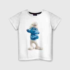 Детская футболка хлопок с принтом Ворчун в Екатеринбурге, 100% хлопок | круглый вырез горловины, полуприлегающий силуэт, длина до линии бедер | смурфики