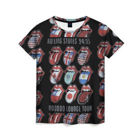 Женская футболка 3D с принтом The Rolling Stones в Екатеринбурге, 100% полиэфир ( синтетическое хлопкоподобное полотно) | прямой крой, круглый вырез горловины, длина до линии бедер | англия | аргентина | блюз рок | канада | мик джаггер | музыка | песни | психоделический рок | ритм н блюз | рок | рок н ролл | ролинг | рот | стоун | стоунз | сша | флаг | язык | япония