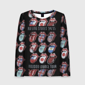 Женский лонгслив 3D с принтом The Rolling Stones в Екатеринбурге, 100% полиэстер | длинные рукава, круглый вырез горловины, полуприлегающий силуэт | англия | аргентина | блюз рок | канада | мик джаггер | музыка | песни | психоделический рок | ритм н блюз | рок | рок н ролл | ролинг | рот | стоун | стоунз | сша | флаг | язык | япония