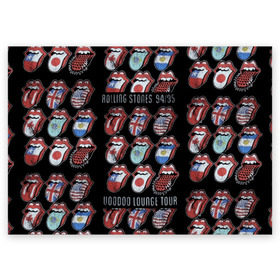 Поздравительная открытка с принтом The Rolling Stones в Екатеринбурге, 100% бумага | плотность бумаги 280 г/м2, матовая, на обратной стороне линовка и место для марки
 | Тематика изображения на принте: англия | аргентина | блюз рок | канада | мик джаггер | музыка | песни | психоделический рок | ритм н блюз | рок | рок н ролл | ролинг | рот | стоун | стоунз | сша | флаг | язык | япония