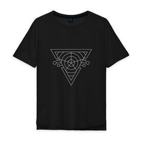 Мужская футболка хлопок Oversize с принтом Темный треугольник в Екатеринбурге, 100% хлопок | свободный крой, круглый ворот, “спинка” длиннее передней части | абстракция | геометрия | круги | треугольник