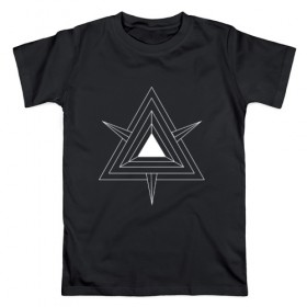 Мужская футболка хлопок с принтом Темные треугольники в Екатеринбурге, 100% хлопок | прямой крой, круглый вырез горловины, длина до линии бедер, слегка спущенное плечо. | 