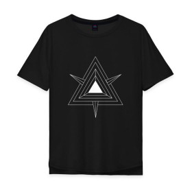 Мужская футболка хлопок Oversize с принтом Темные треугольники в Екатеринбурге, 100% хлопок | свободный крой, круглый ворот, “спинка” длиннее передней части | 