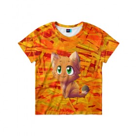 Детская футболка 3D с принтом Котик в Екатеринбурге, 100% гипоаллергенный полиэфир | прямой крой, круглый вырез горловины, длина до линии бедер, чуть спущенное плечо, ткань немного тянется | cat | взгляд | кот | кот хипстер | котёнок | котятки | котятушки | кошечки | кошка | мордочка