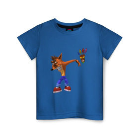 Детская футболка хлопок с принтом Crash dab в Екатеринбурге, 100% хлопок | круглый вырез горловины, полуприлегающий силуэт, длина до линии бедер | Тематика изображения на принте: crash bandicoot
