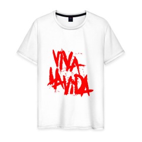 Мужская футболка хлопок с принтом Viva La Vida в Екатеринбурге, 100% хлопок | прямой крой, круглый вырез горловины, длина до линии бедер, слегка спущенное плечо. | coldplay