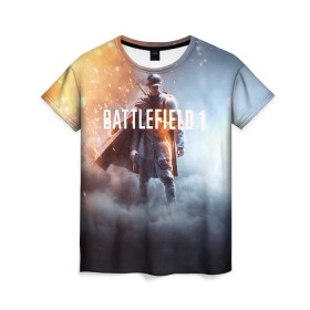 Женская футболка 3D с принтом Battlefield One в Екатеринбурге, 100% полиэфир ( синтетическое хлопкоподобное полотно) | прямой крой, круглый вырез горловины, длина до линии бедер | battlefield 1 | battlefield one | dice | ea | electronic arts | frostbite | tm | батлфилд 1