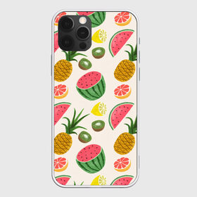 Чехол для iPhone 12 Pro Max с принтом Тропический рай в Екатеринбурге, Силикон |  | ананас | арбуз | киви | лимон | манго | паттерн | тропики | фрукты