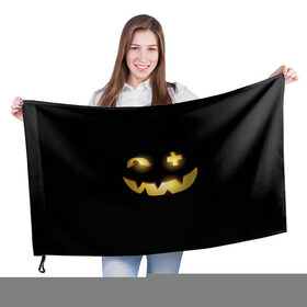Флаг 3D с принтом Happy Halloween в Екатеринбурге, 100% полиэстер | плотность ткани — 95 г/м2, размер — 67 х 109 см. Принт наносится с одной стороны | 