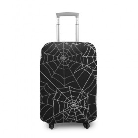 Чехол для чемодана 3D с принтом Паутинка в Екатеринбурге, 86% полиэфир, 14% спандекс | двустороннее нанесение принта, прорези для ручек и колес | белый | паутина | узор | хэллоуин | черный