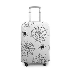 Чехол для чемодана 3D с принтом Паутинка в Екатеринбурге, 86% полиэфир, 14% спандекс | двустороннее нанесение принта, прорези для ручек и колес | белый | паук | паутина | узор | хэллоуин | черный