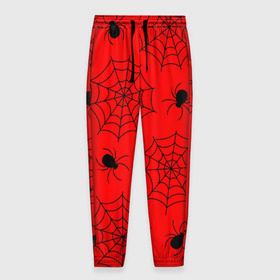 Мужские брюки 3D с принтом Happy Halloween в Екатеринбурге, 100% полиэстер | манжеты по низу, эластичный пояс регулируется шнурком, по бокам два кармана без застежек, внутренняя часть кармана из мелкой сетки | белый | паук | паутина | узор | хэллоуин | черный
