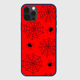 Чехол для iPhone 12 Pro с принтом Happy Halloween в Екатеринбурге, силикон | область печати: задняя сторона чехла, без боковых панелей | белый | паук | паутина | узор | хэллоуин | черный