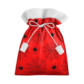 Подарочный 3D мешок с принтом Happy Halloween в Екатеринбурге, 100% полиэстер | Размер: 29*39 см | Тематика изображения на принте: белый | паук | паутина | узор | хэллоуин | черный