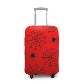 Чехол для чемодана 3D с принтом Happy Halloween в Екатеринбурге, 86% полиэфир, 14% спандекс | двустороннее нанесение принта, прорези для ручек и колес | белый | паук | паутина | узор | хэллоуин | черный