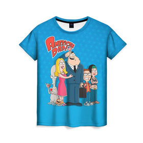 Женская футболка 3D с принтом American Dad в Екатеринбурге, 100% полиэфир ( синтетическое хлопкоподобное полотно) | прямой крой, круглый вырез горловины, длина до линии бедер | american dad | американский папаша | мультсериал