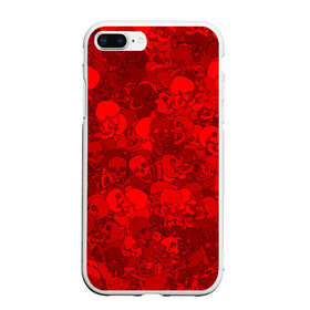 Чехол для iPhone 7Plus/8 Plus матовый с принтом Красные черепа в Екатеринбурге, Силикон | Область печати: задняя сторона чехла, без боковых панелей | камуфляж | кости | красный | милитари | паттерн | скелет | текстура | хеллоуин