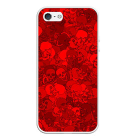 Чехол для iPhone 5/5S матовый с принтом Красные черепа в Екатеринбурге, Силикон | Область печати: задняя сторона чехла, без боковых панелей | камуфляж | кости | красный | милитари | паттерн | скелет | текстура | хеллоуин